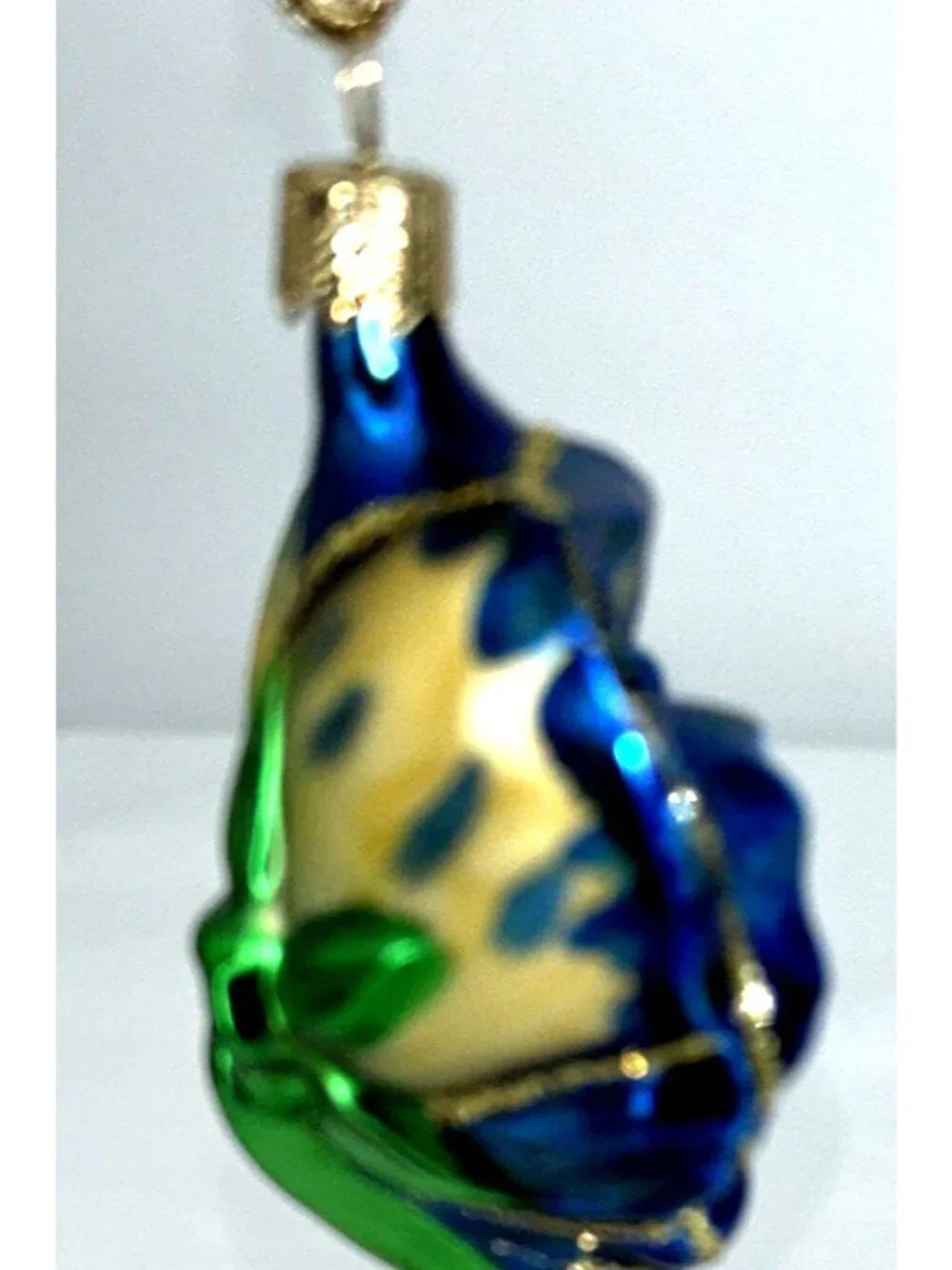Hawaiian Plumeria Christmas Ornament Hand Painted Glass w Box Flowers Aloha 2.5